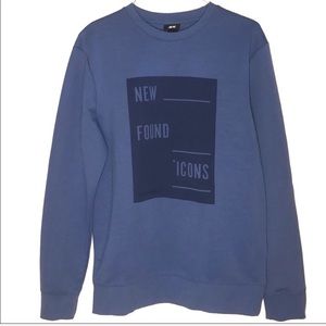 H&M new found icons blue crew neck sweater